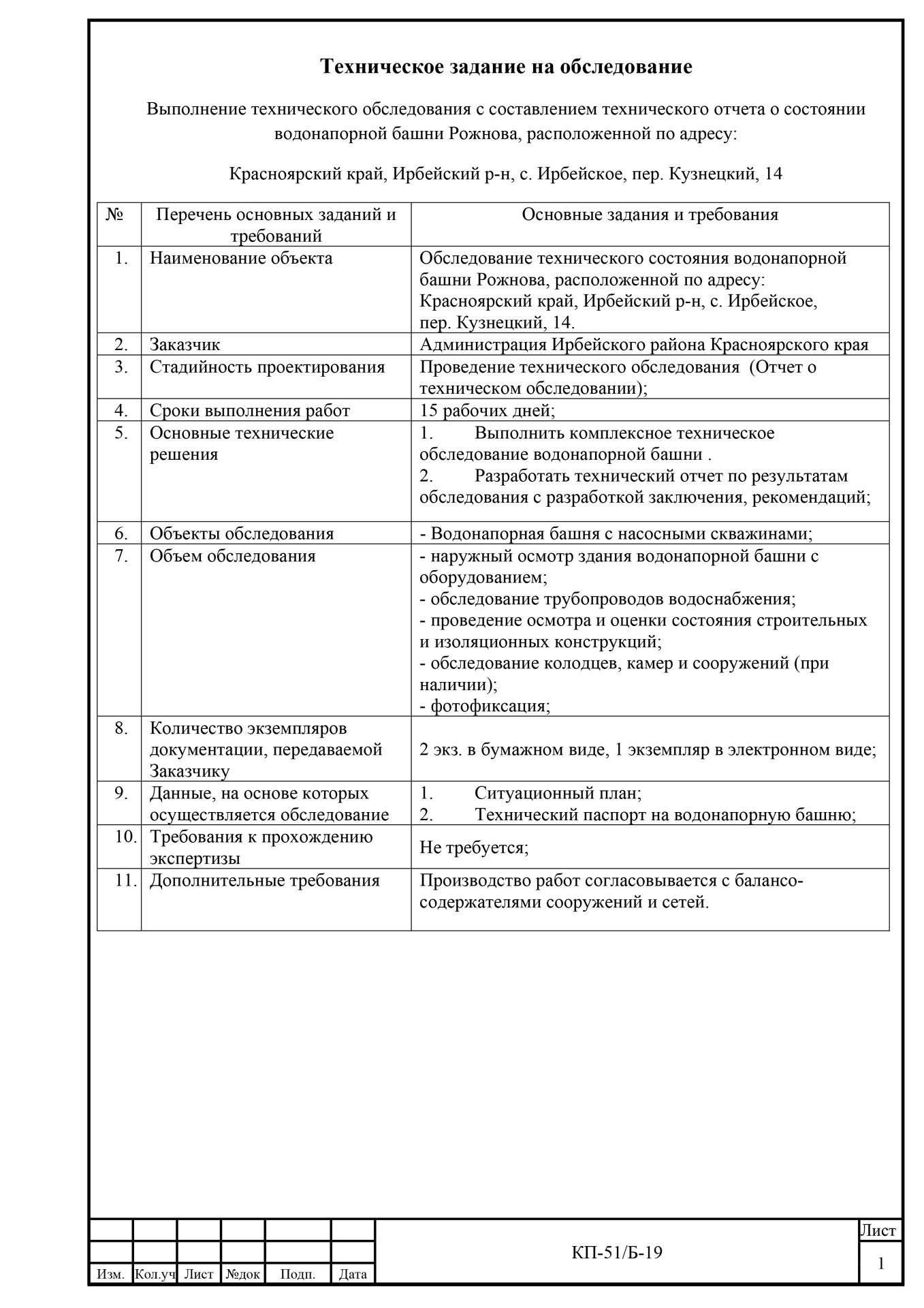 Акт осмотра водонапорной башни образец