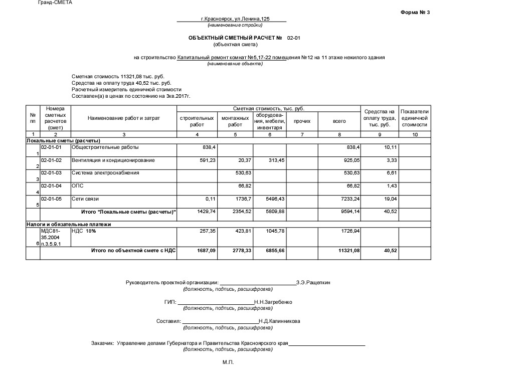 Смета форма 4 образец заполнения