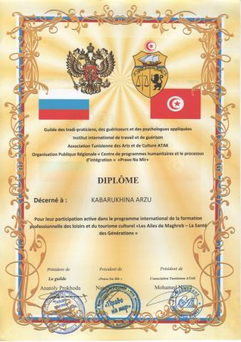 сертификат участника семинара в тунисе