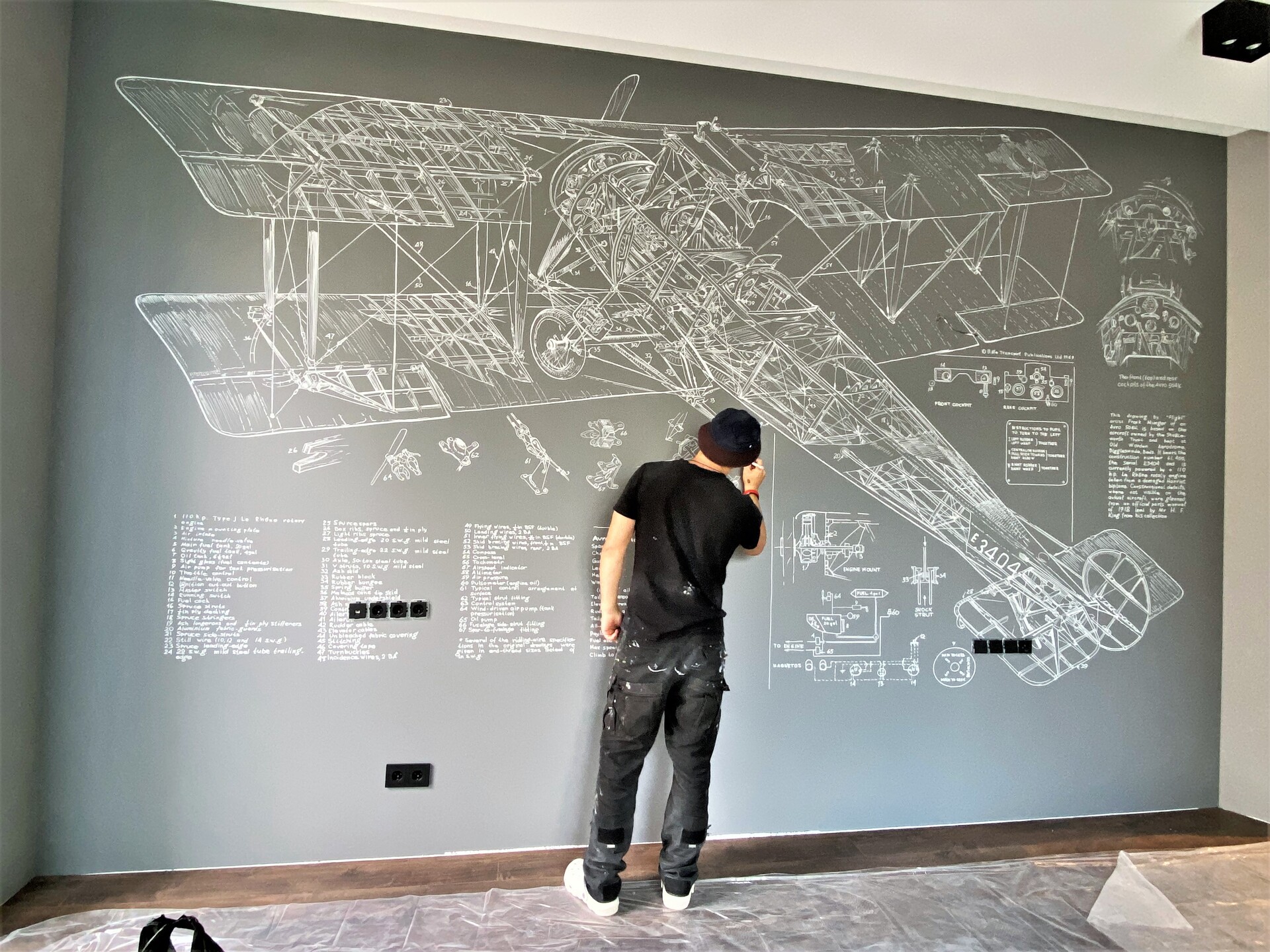 роспись стены в гостиной