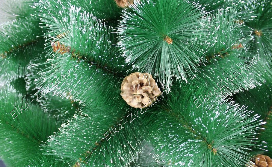 Заснеженная новогодняя искусственная елка с шишками 180 см