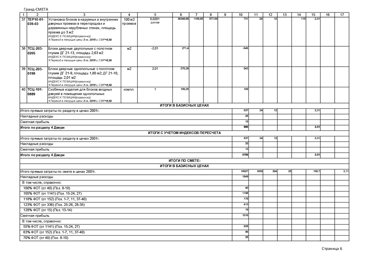 Прокладки расценка в смете