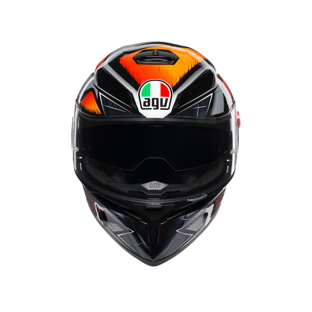 agv k3 liquefy Sv Black/Orange Highside Shop IVS (Integrated Ventilation System) ventilation with 5 large front vents and 2 rear extractors hollowed in the shell which direct air to the riders head AGV K3 TROOPER LU'S GARAGE,